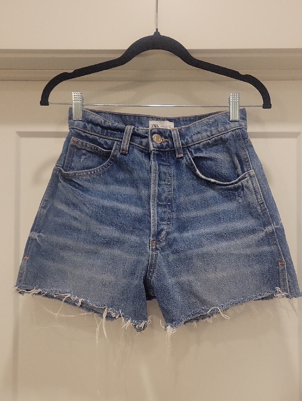 Zara Blue Denim High-Waist Shorts